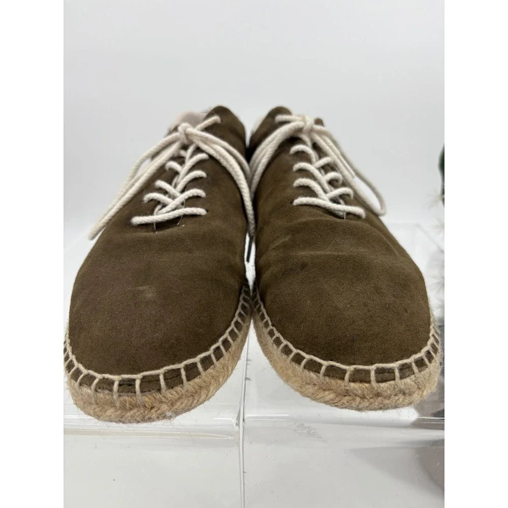 Gitana Made In Spain Suede Leathrr Lace-Up Espadrilles Olive Green Comfort 37 EU